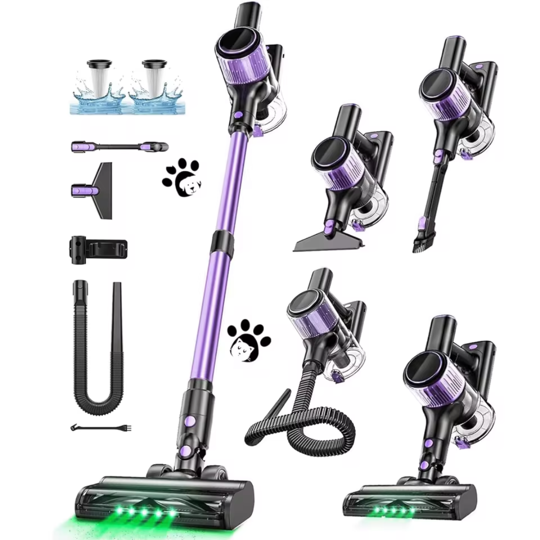 10-in-1 Powerful Cordless Vacuum Cleaner – 55KPa Suction & 45-Min Runtime